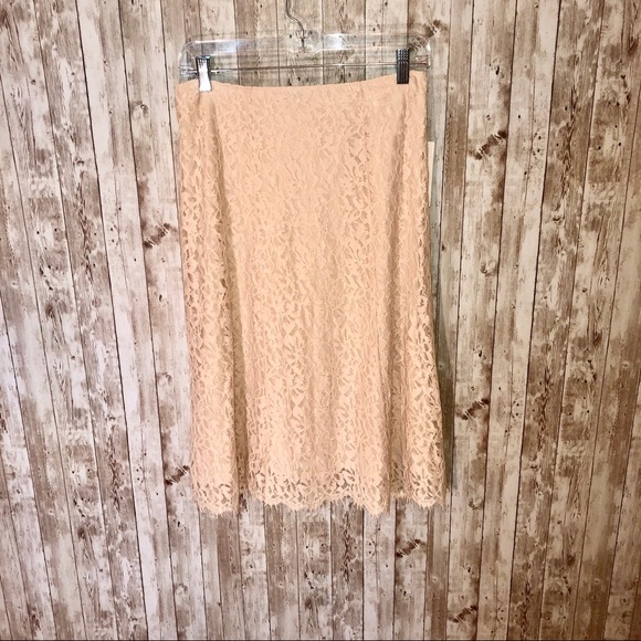 Lewit blush pink laced midi lace skirt - Picture 2 of 11